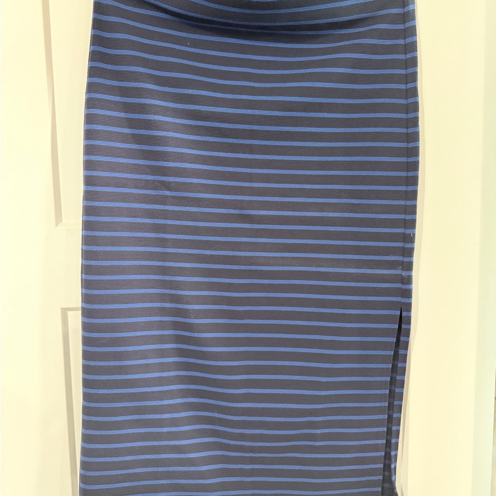 LOFT Navy and Black Striped Pencil Skirt